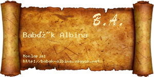 Babák Albina névjegykártya